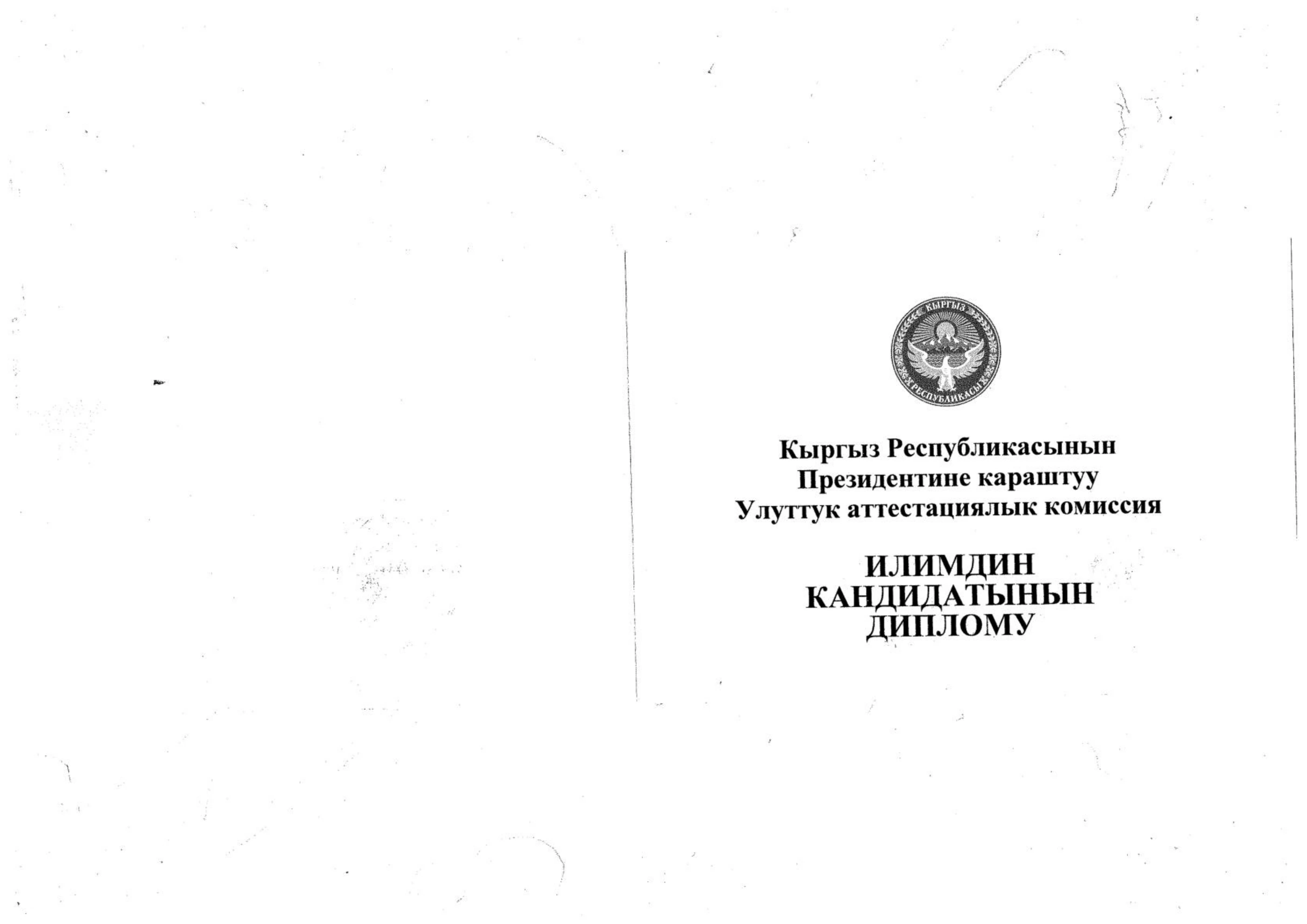 Обезличенный диплом кандидата медицинских наук, обложка